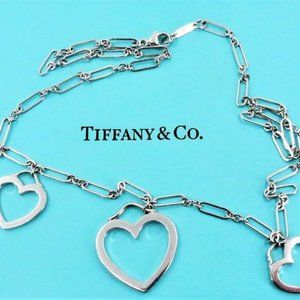 Tiffany & Co. 18k White Gold Triple Heart Necklace